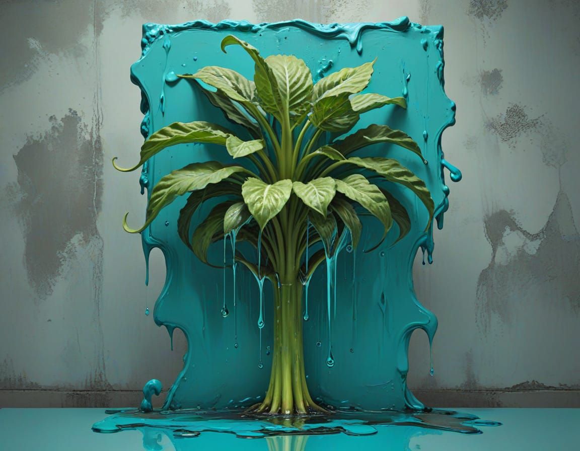 Melting Cucumber Landscape in Surrealist Style