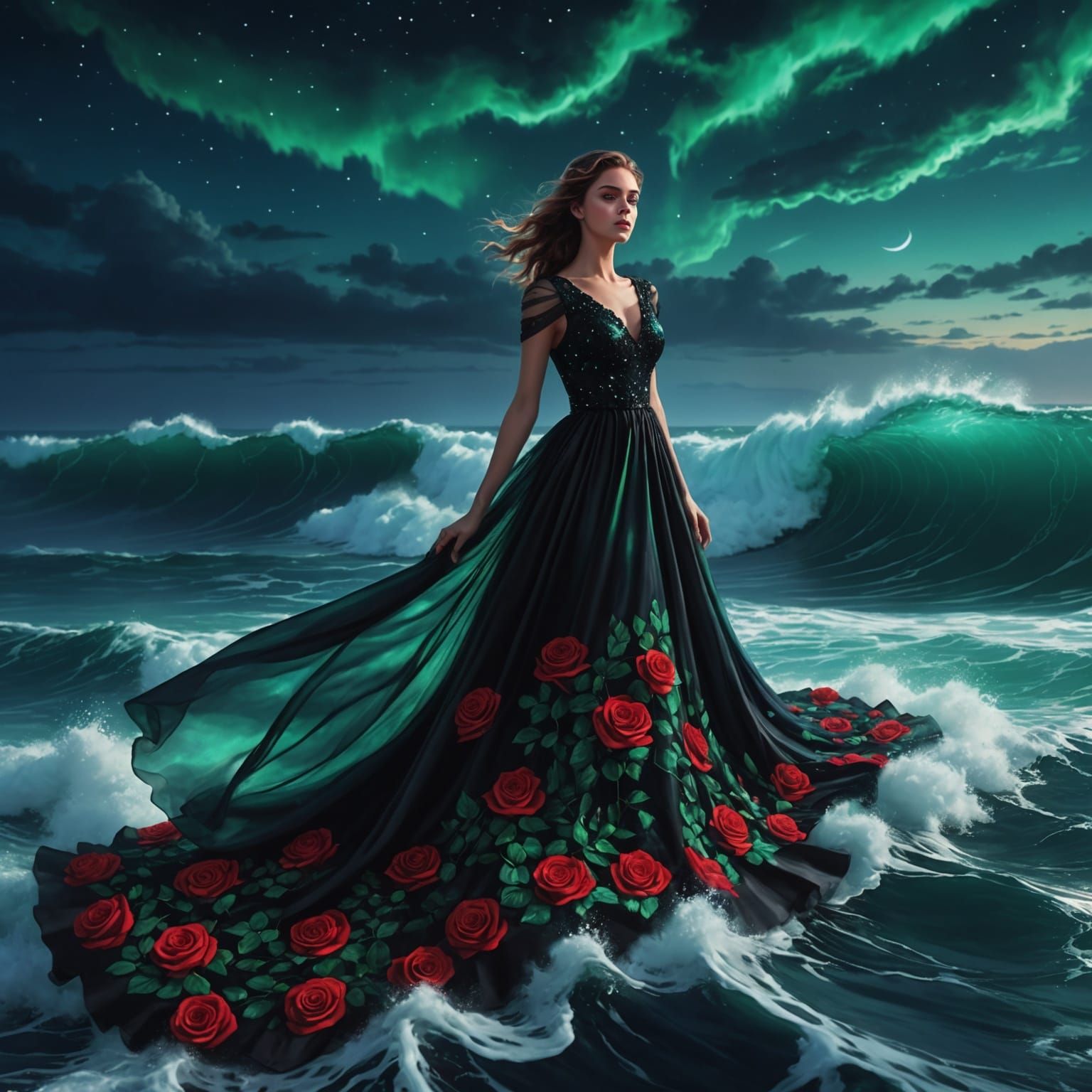 Fantasy Girl on Emerald Sea, Bright Candy Art