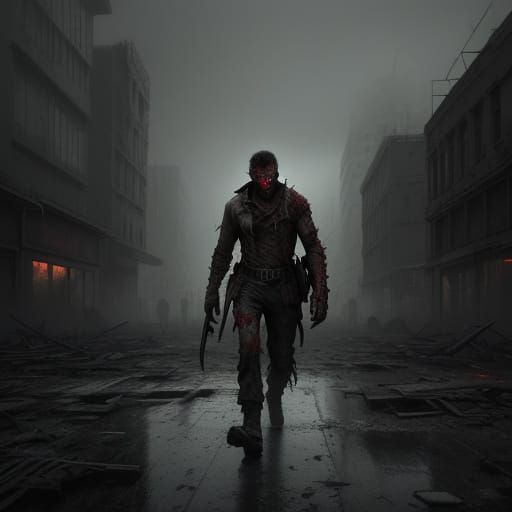 Survivor Flees Zombie Horde in Desolate City