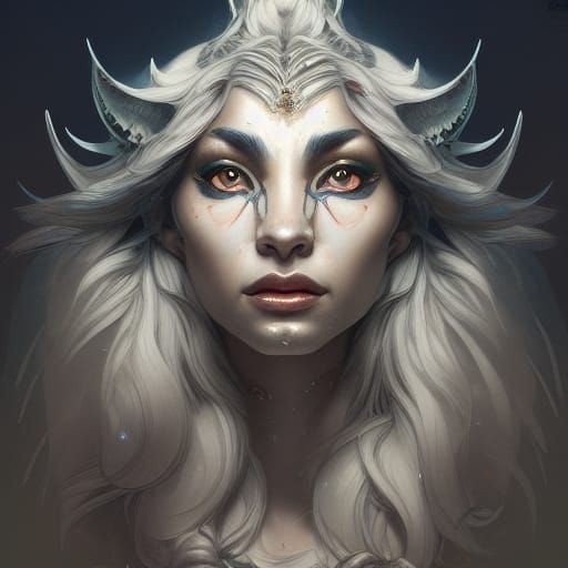 Werewolf Goddess of the Moon: Detailed Portrait