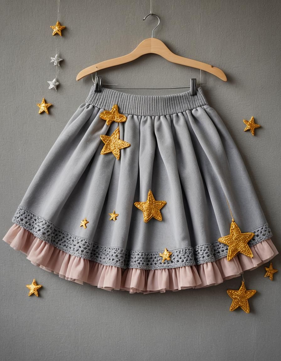 Children's Skirts in Crochet and Fur with Golden Star