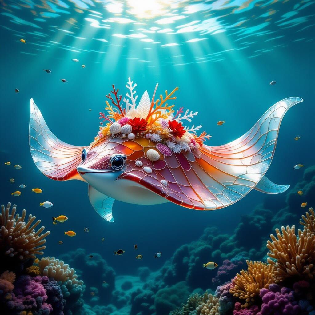 Nymira Sea Beast Sculpture from Textured Sea Glass