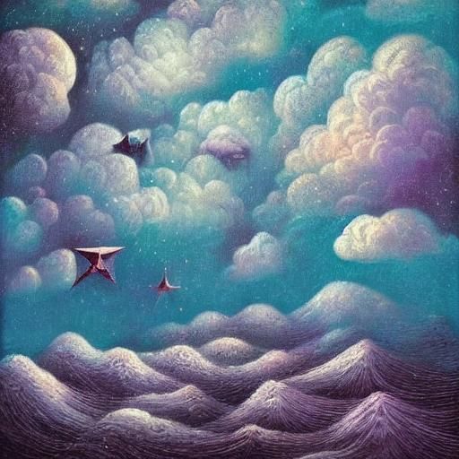 Pigs Washing in Galaxy, Surrealist Dreamscape