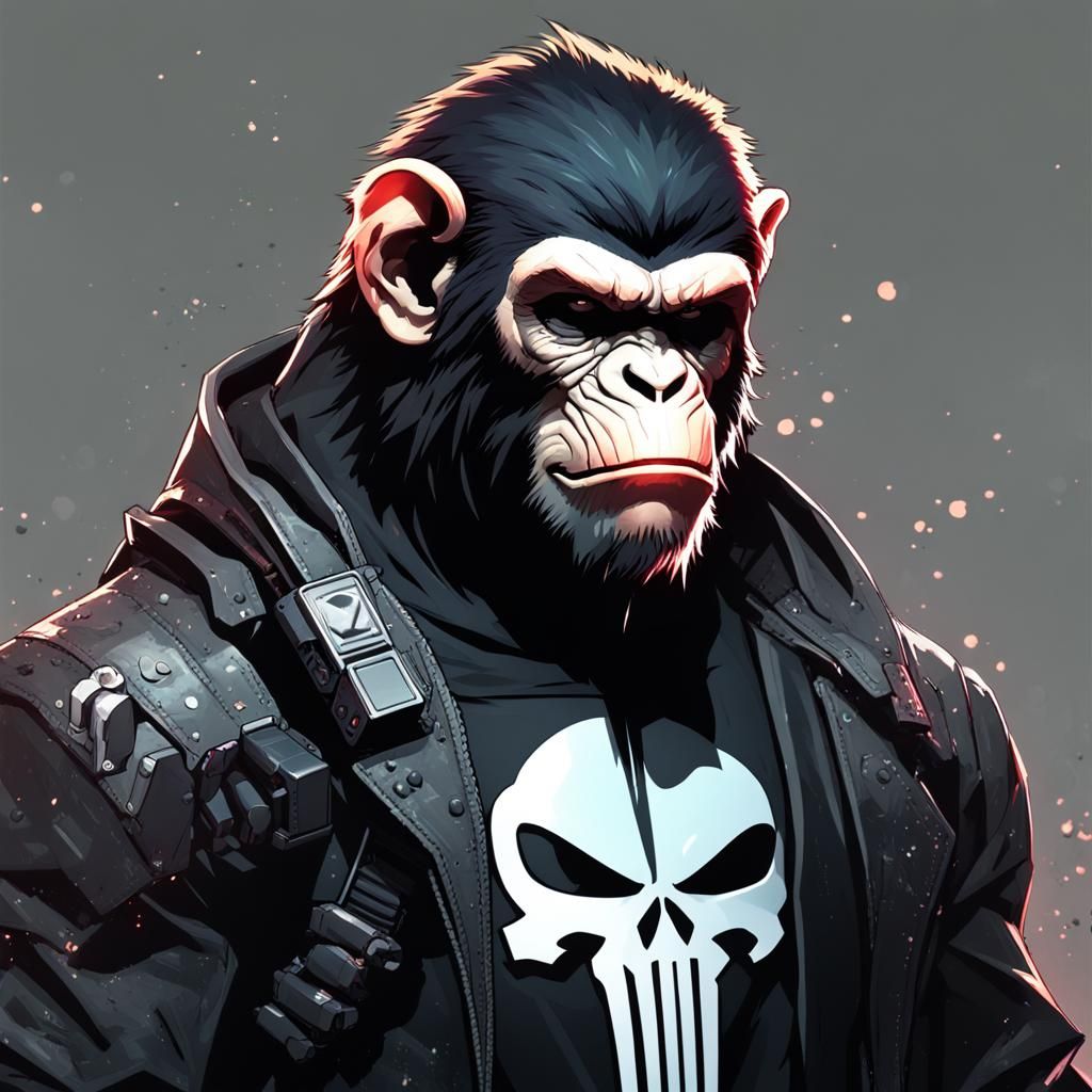Monkey Punisher Portrait in Hyperdetailed Style