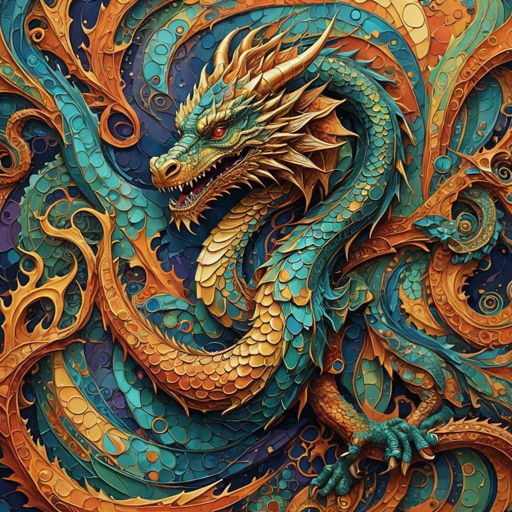 Majestic Dragon in Abstract Art Style