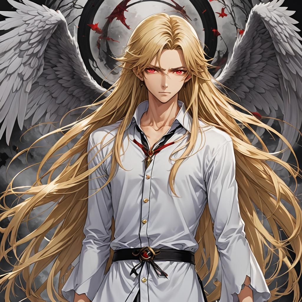 Anime Style Angel with Long Blonde Hair