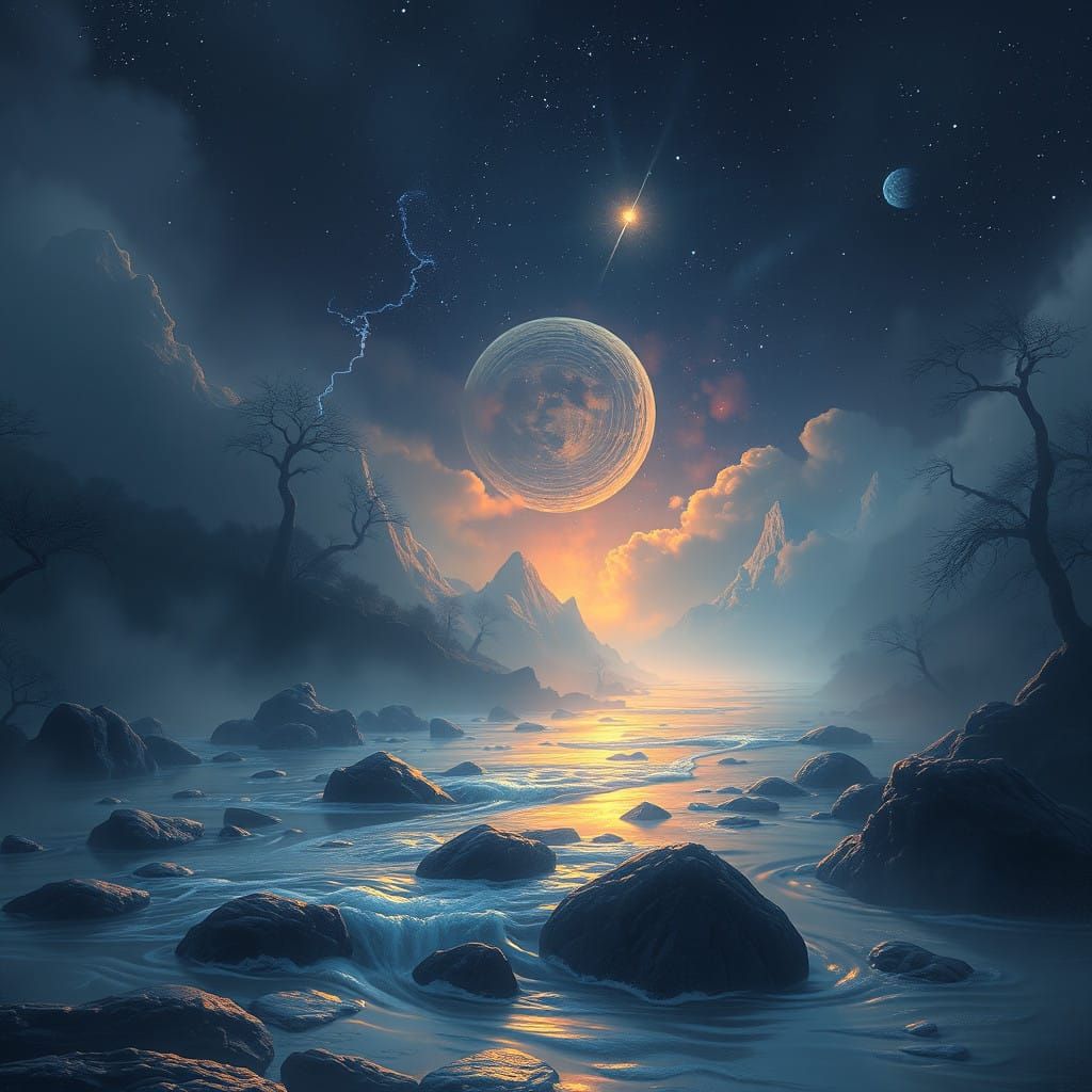 Ethereal River of Hope in Fantastical Landscape