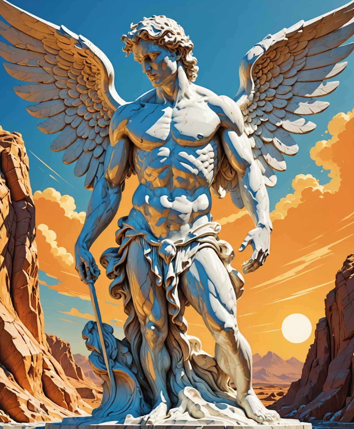 Melting Marble Eros Statue in Sunlight