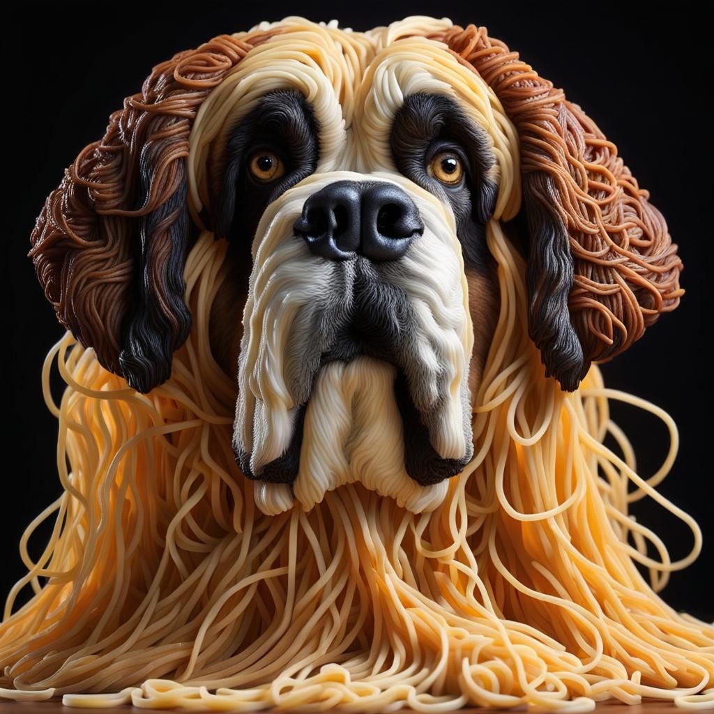 Spaghetti Saint Bernard: Surreal Food Art
