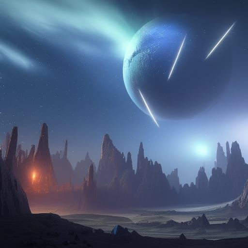 Spectacular Meteor Shower in Detailed Digital Art