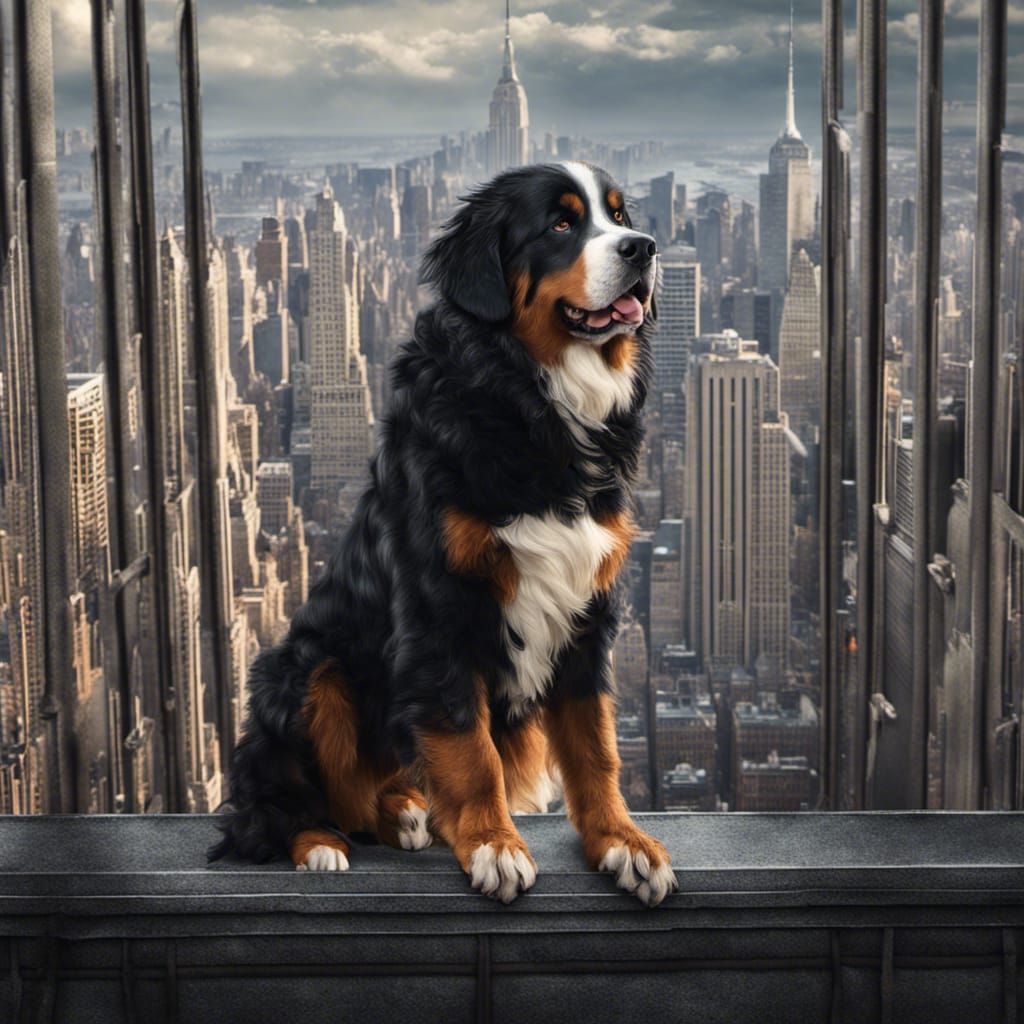 Bernese Mountain Dog Climbs Empire State Building
