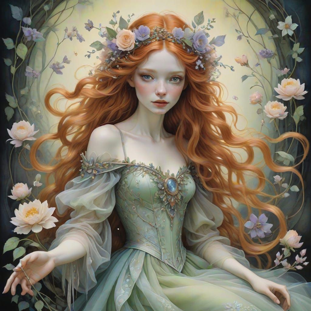 Whimsical Faerie Portrait in Dreamlike Style