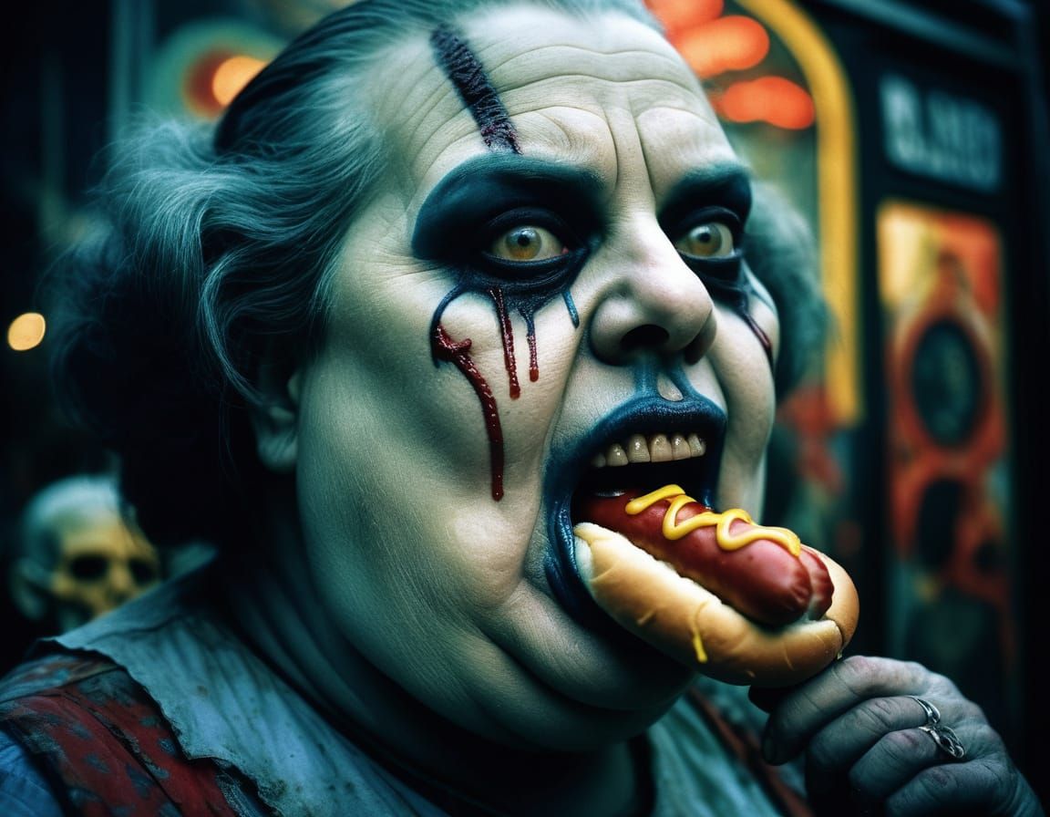 Grotesque Circus Spectacle in Vintage Horror Style