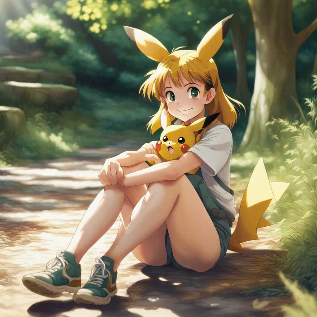 Pikachu Girl in 90's Anime Style