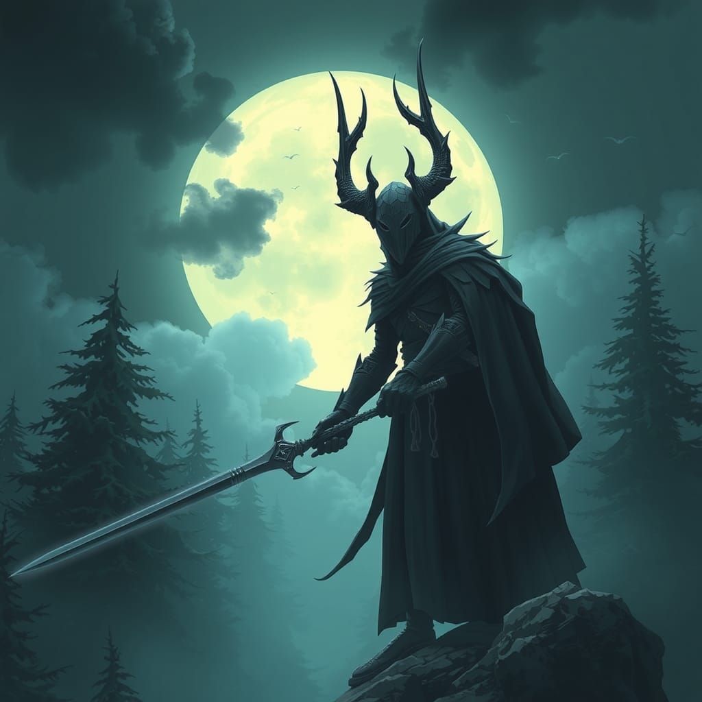 Eerie Nazgûl Figure in Dark Fantasy Style