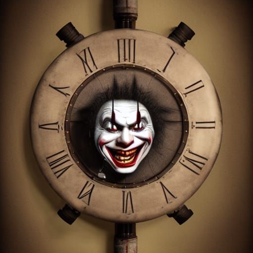 Steampunk Psycho-Clown Portrait in Straitjacket, Photorealis...