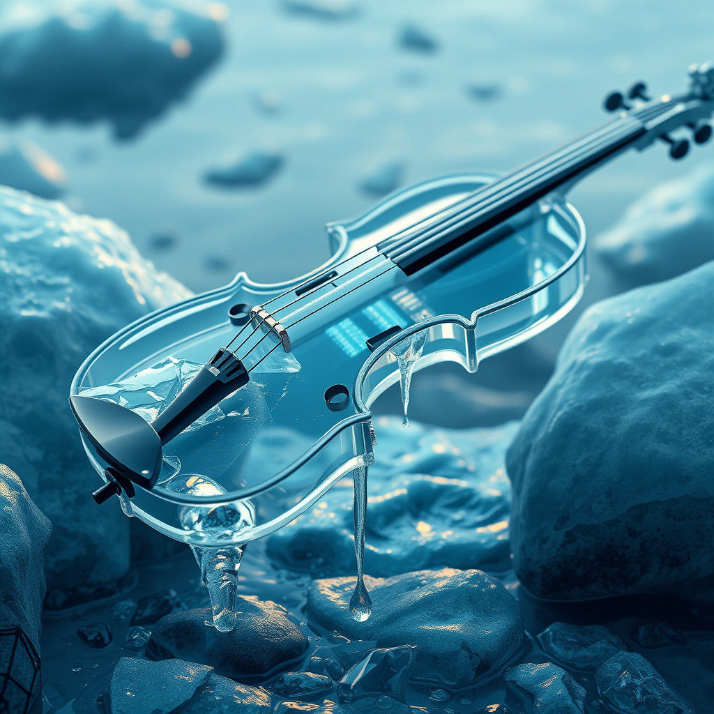 Icy Violin's Tearful Melody in Fantasy Art