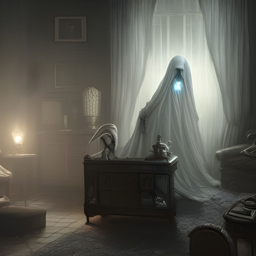 Ethereal Ghost Emerges from Television Screen