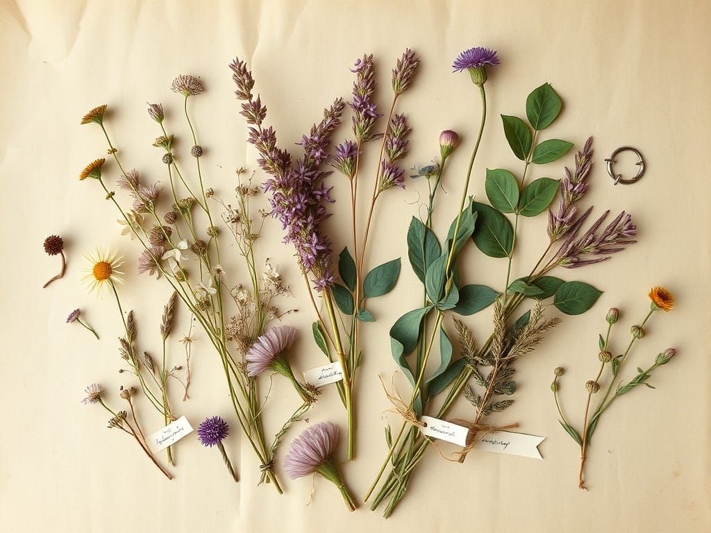 Botanical Pressed Flowers Illustration