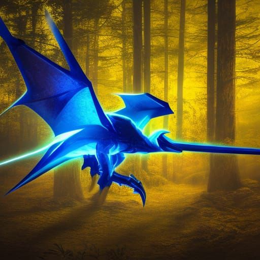 Pteranodon Rider in Misty Forest with Glowing Corruption