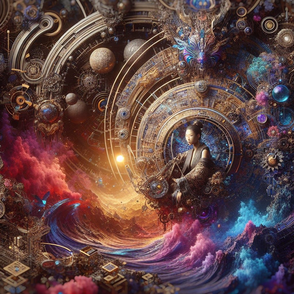 Asian Woman in Bikini: Detailed Matte Painting