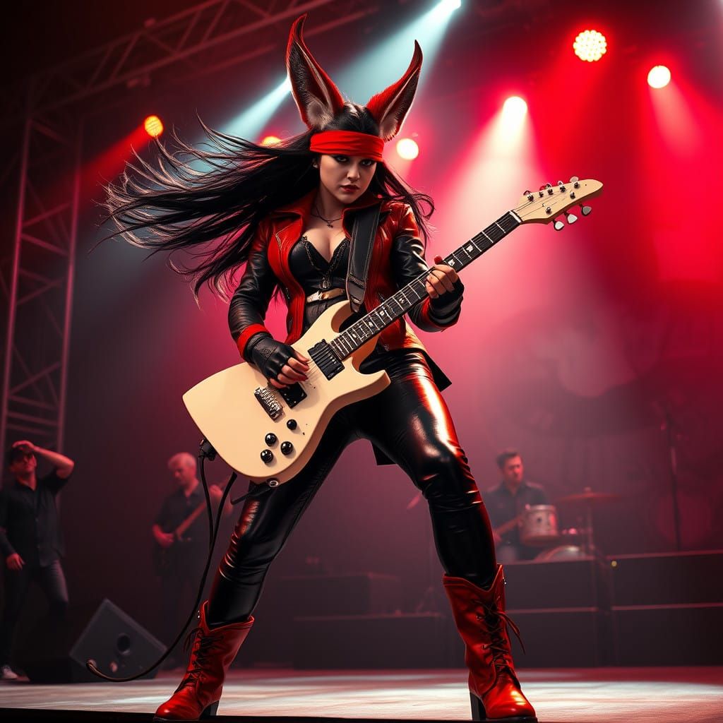 Goth Queen with Fennec Fox Ears and Heavy Metal Attitude