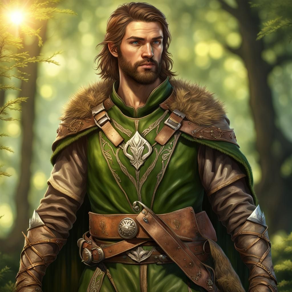 D&D Ranger in Forest: Photorealistic Portrait