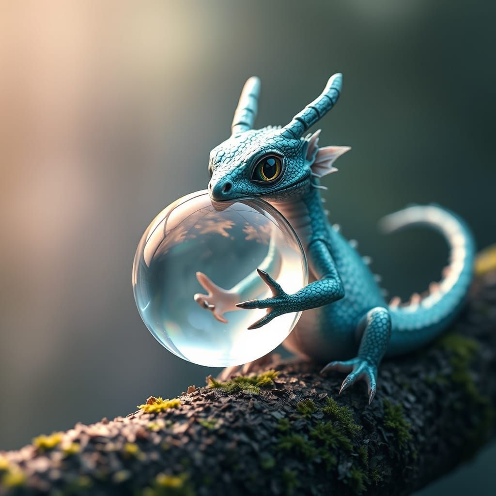 Surreal Water Dragon Carries Gargantuan Water Droplet on Mos...