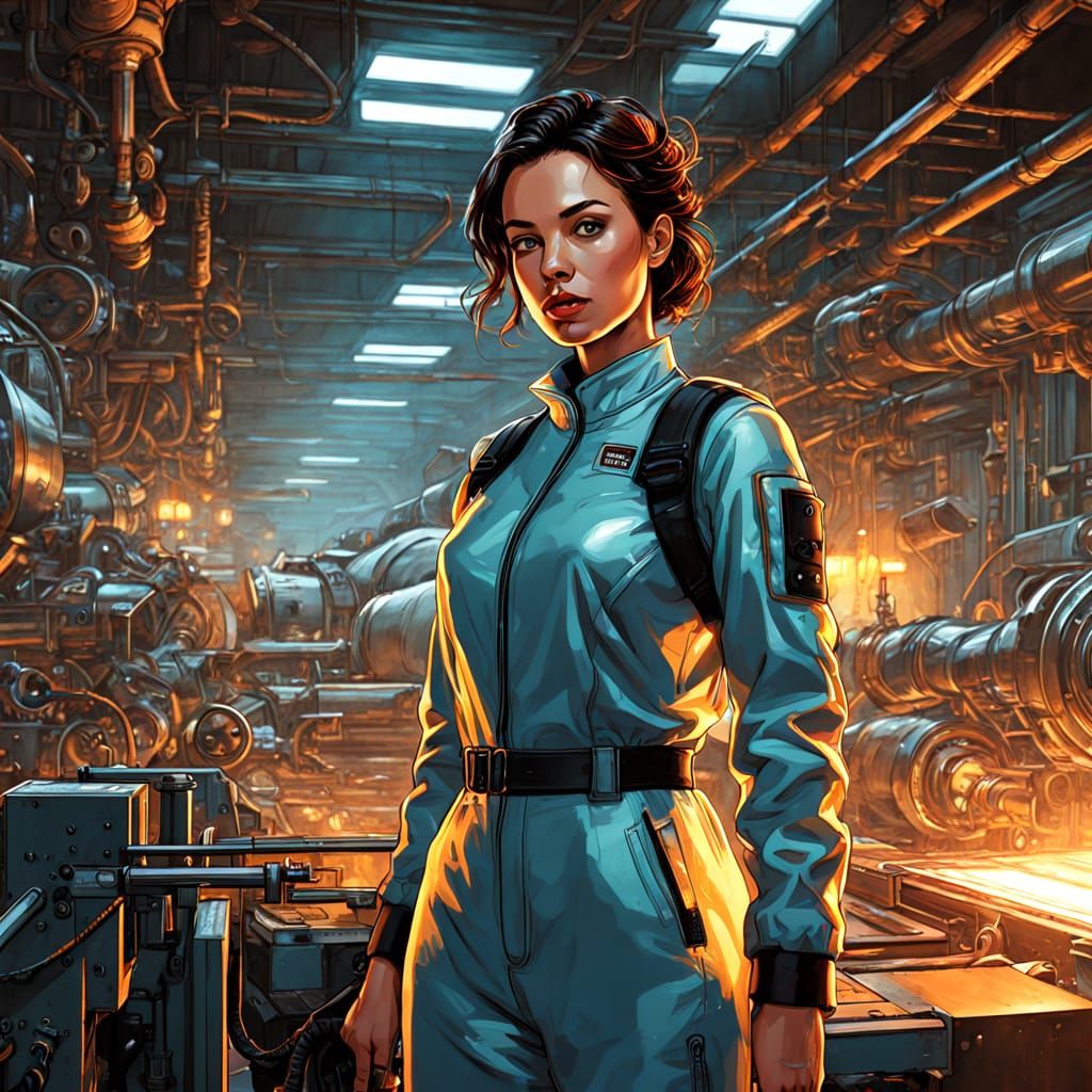 Eco-Industrial Factory Scene as Comic Book Art