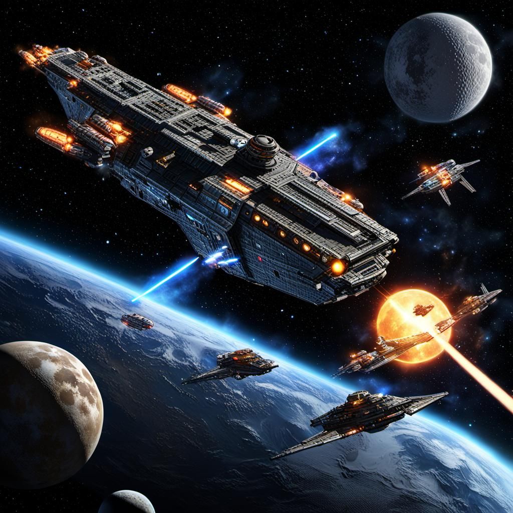 Space Battle: Freighter Escapes Pirate Ship