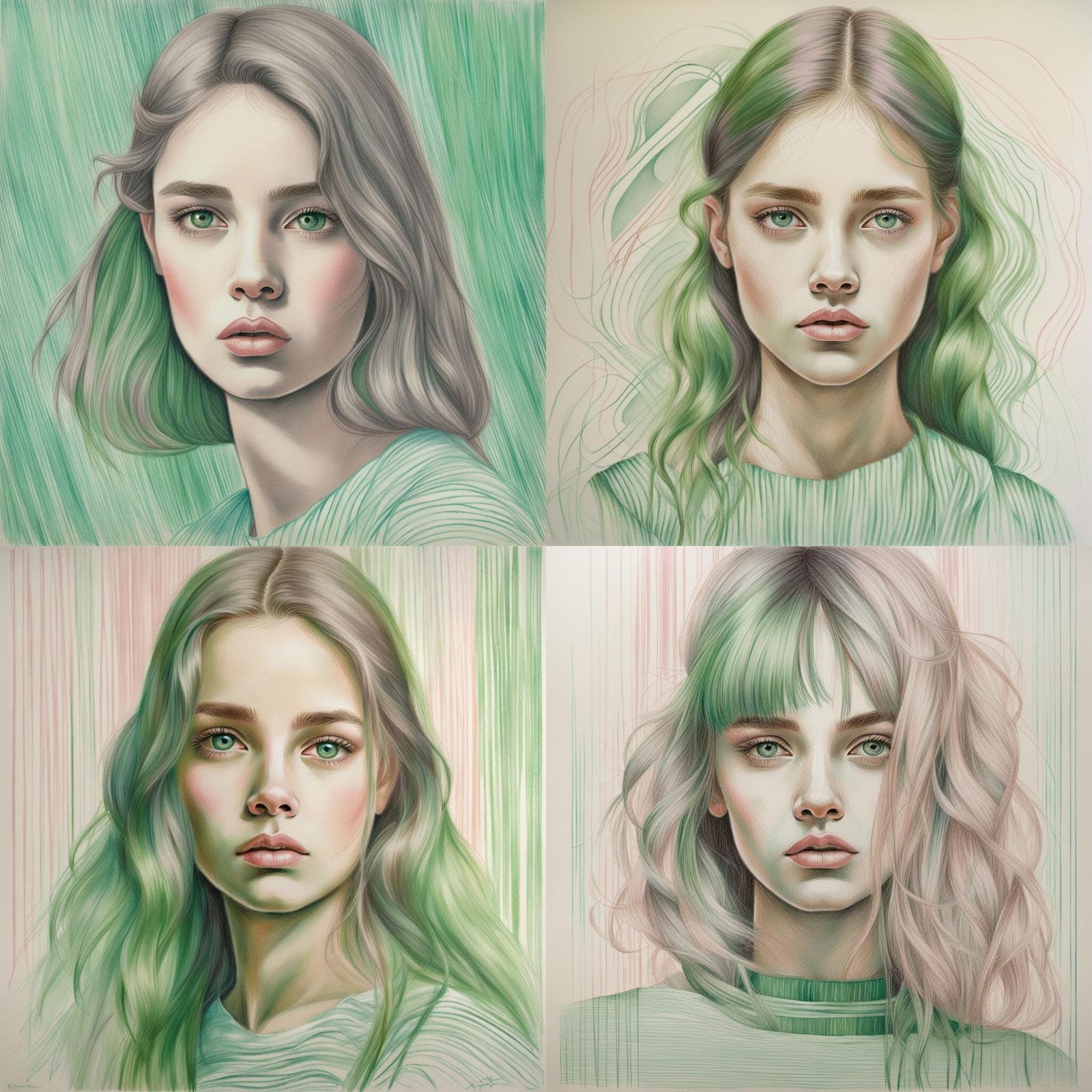 Portrait of a Young Woman in Silverpoint Style