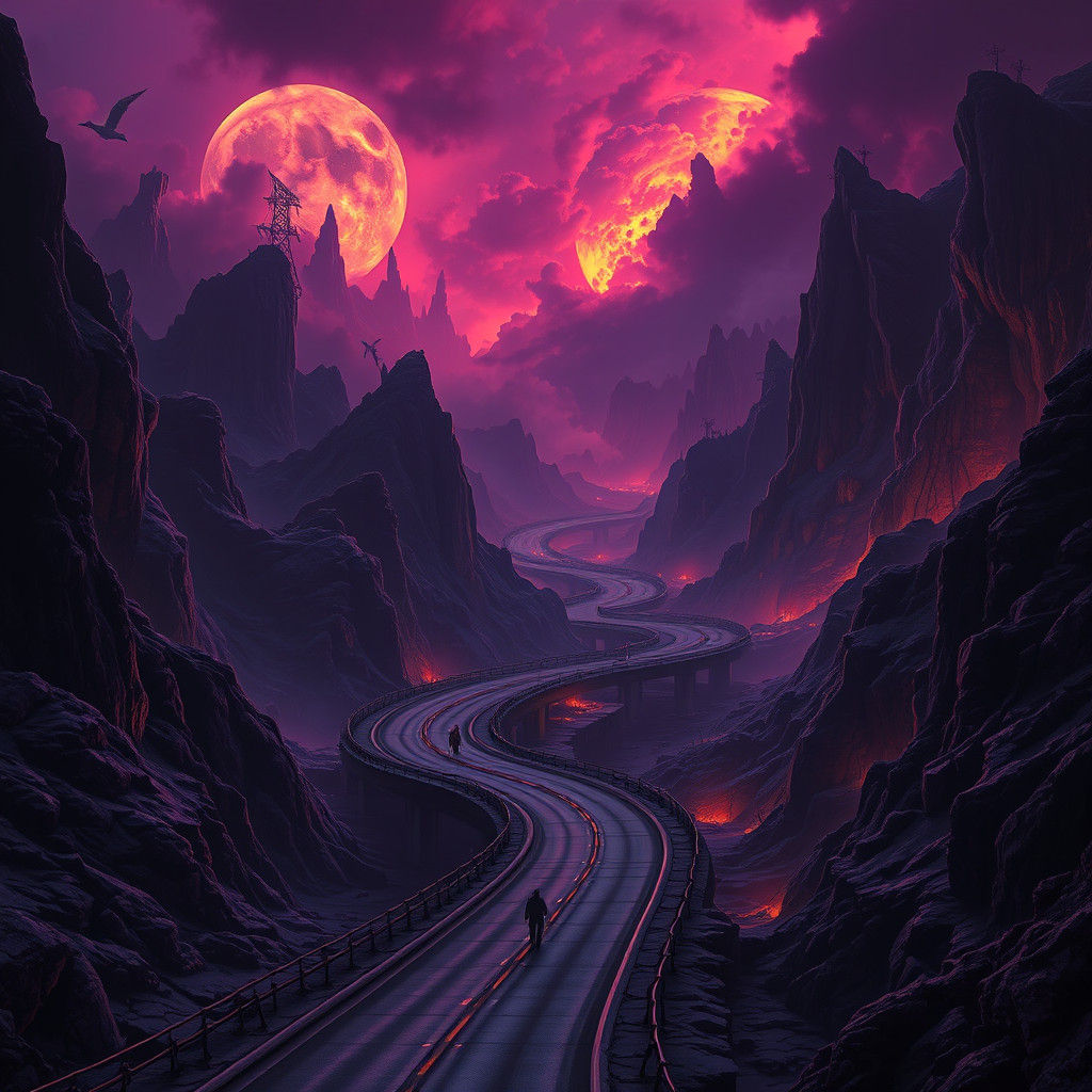 Dark Fantasy Highway to Hell in 8k Resolution