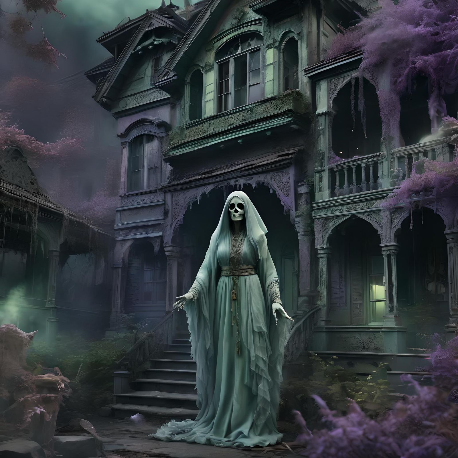 Ghost  Woman of the haunted house across the street.