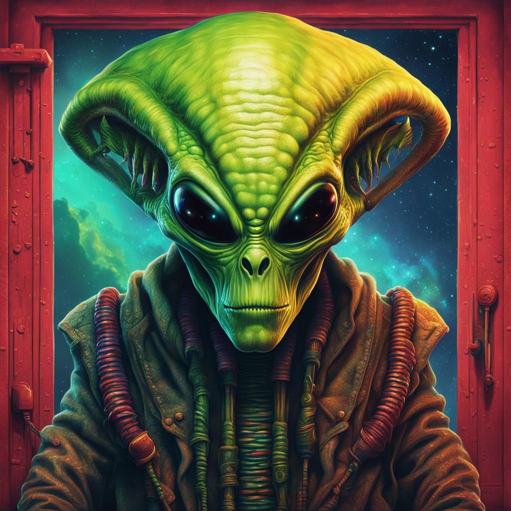 Alien Wanted Poster in Dark Surrealist Style