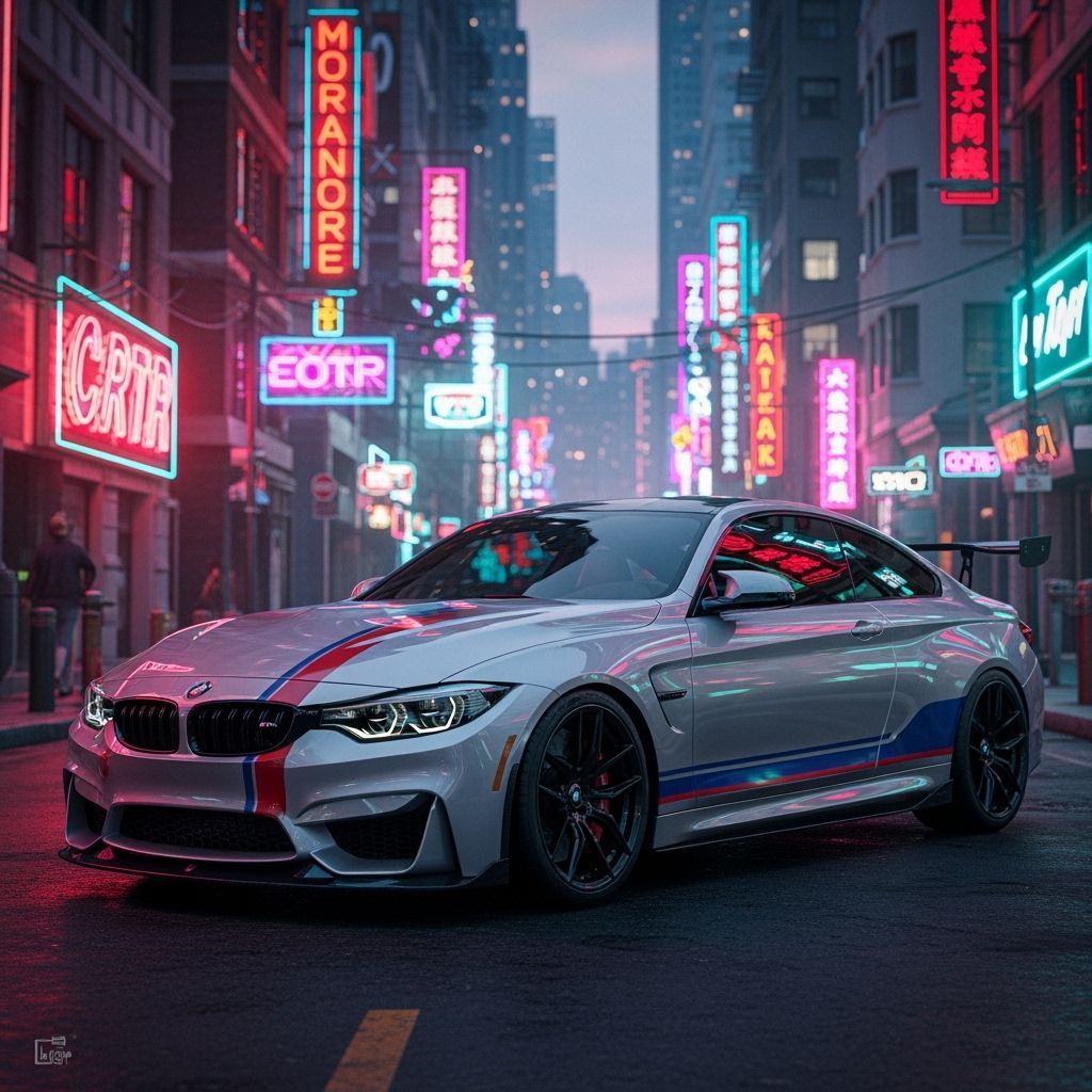Varis M4 BMW in Neon Cityscape
