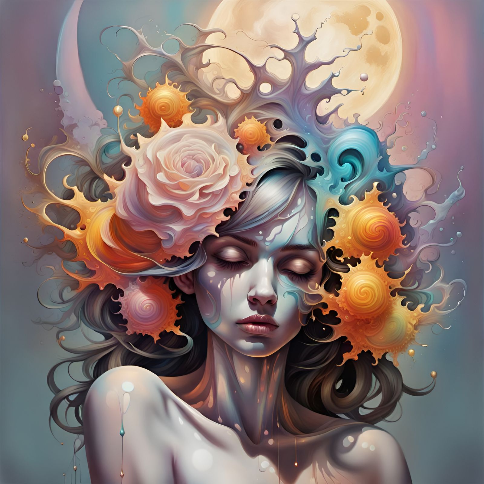 Dreamy Graffiti Art with Fractal Moonlight