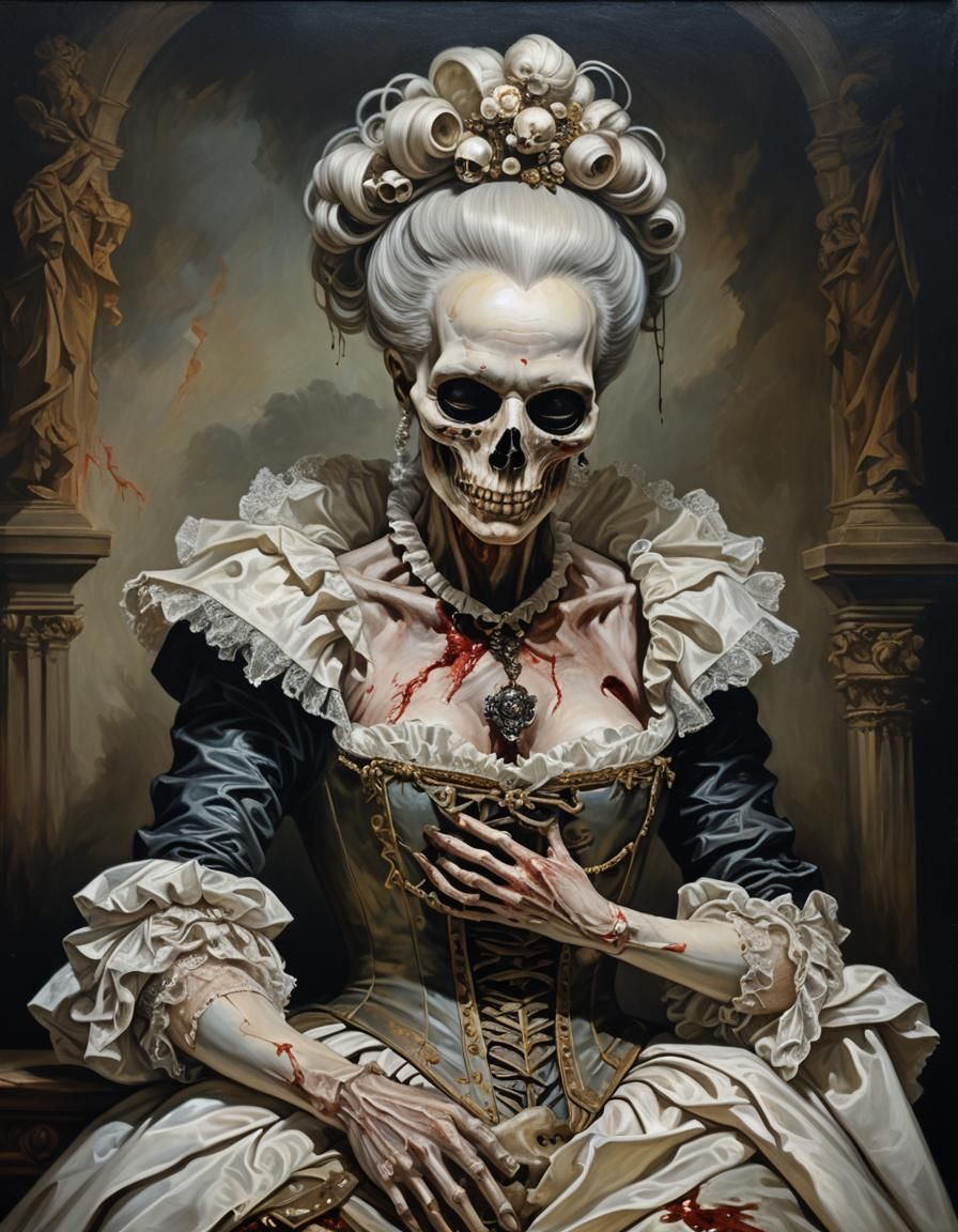 Marie Antoinette Zombie in Baroque Horror Style
