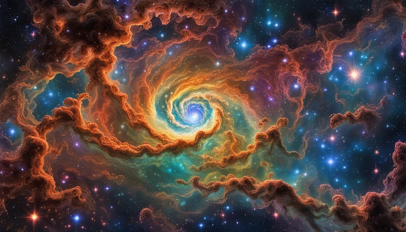 Starry Plasma Maelstrom in Vivid Psychedelic Colors