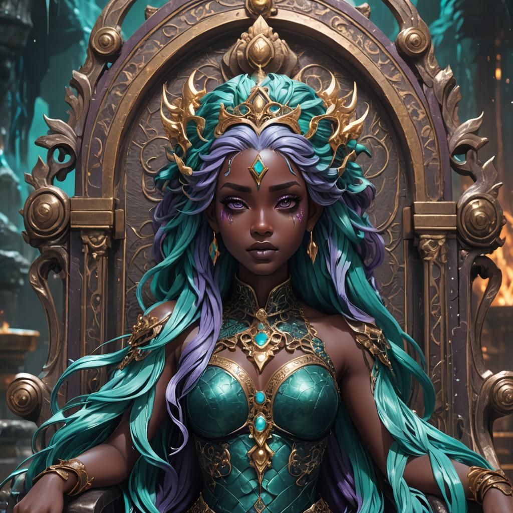 Dark Fantasy Anime Princess Portrait in 3D