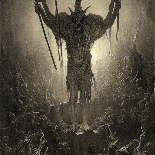 Baphomet in Hell with Scepter, Gothic Horror