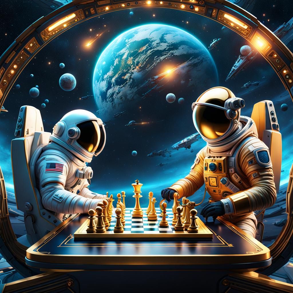 Astronaut and Alien Play Chess Among the Stars