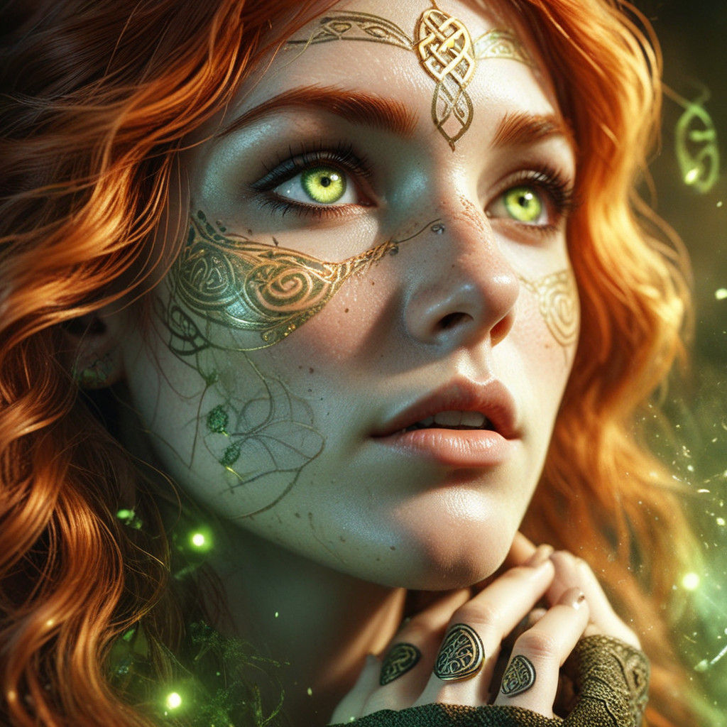 Celtic Warrior-Priestess in Ethereal Glow