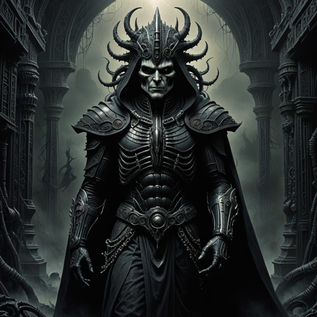 Mysterious Figure in Victorian-Inspired Attire in a Mystical...