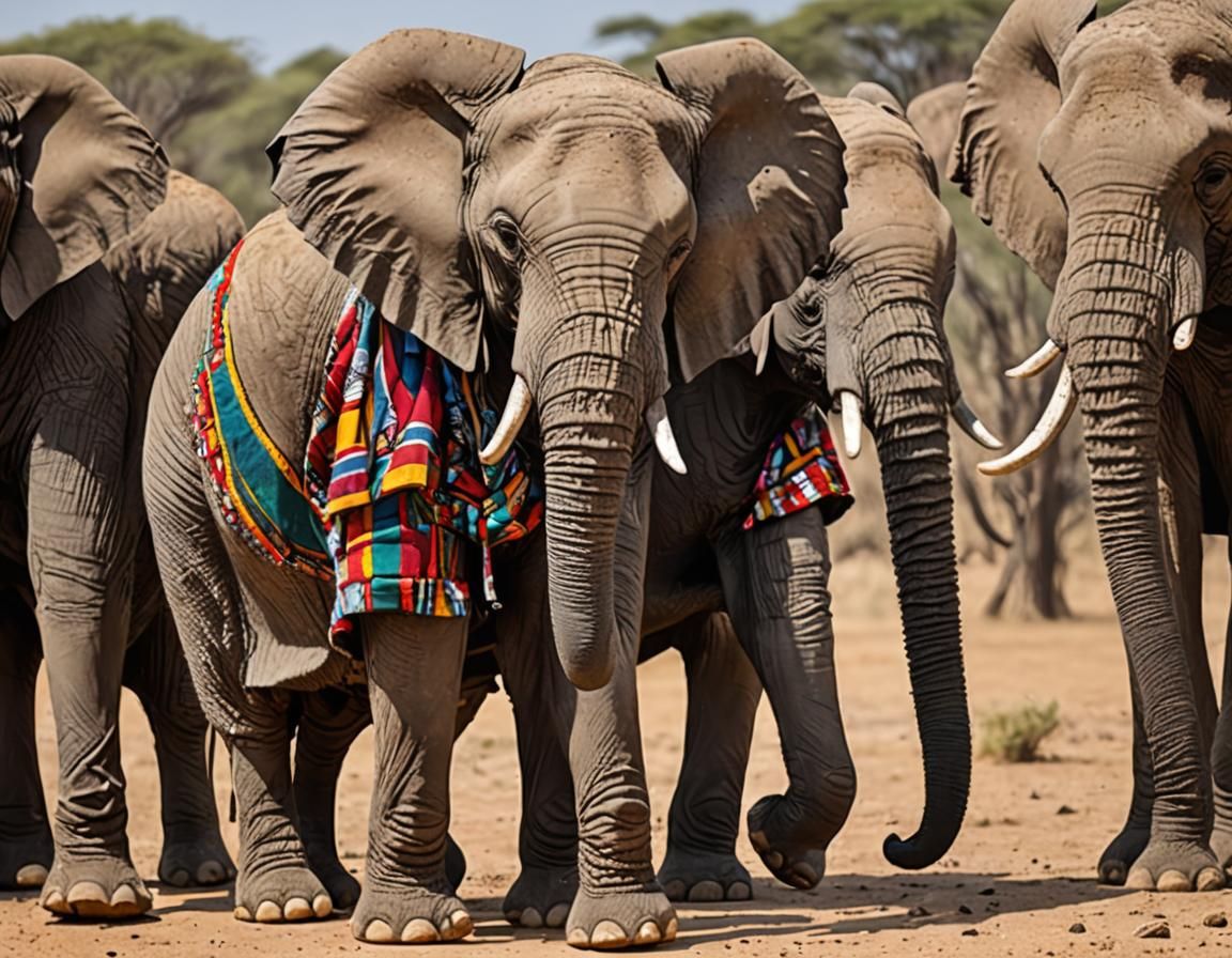 African Elephant in Clothes: AI-Generated Image