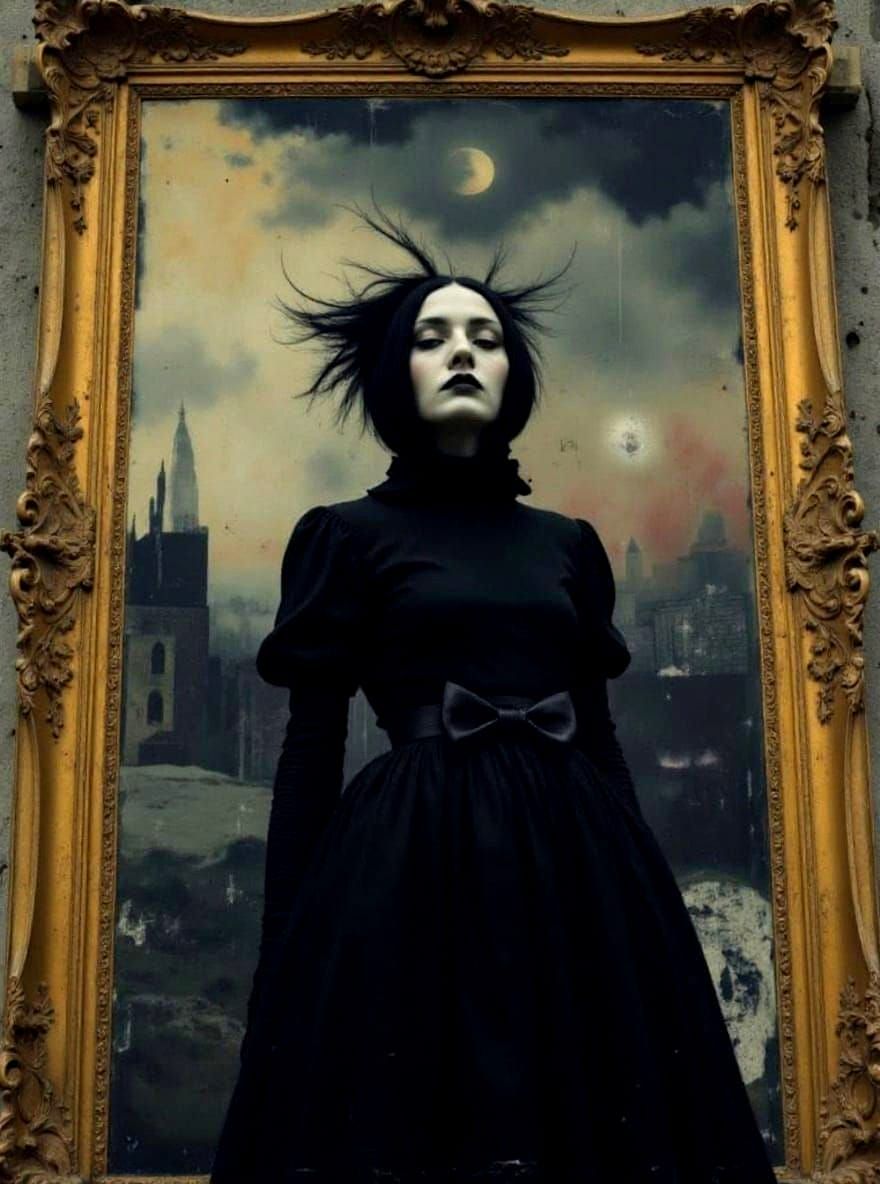 Goth Girl Portrait in Gilded Frame