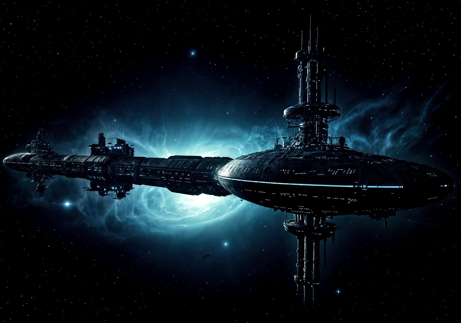 Epic Futuristic Generation Ship in Deep Space