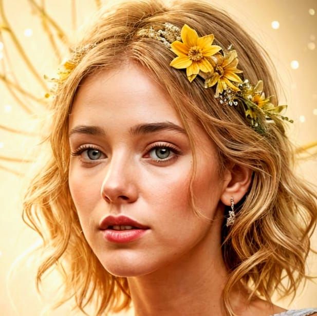 Portrait of Person with Flower, Natural Style