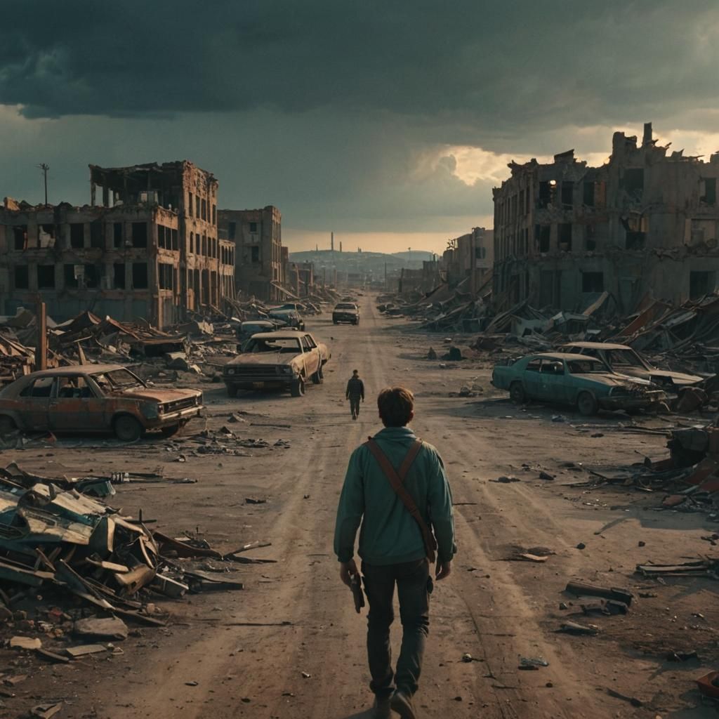 Post-Apocalyptic Survivor in a Desolate Wasteland