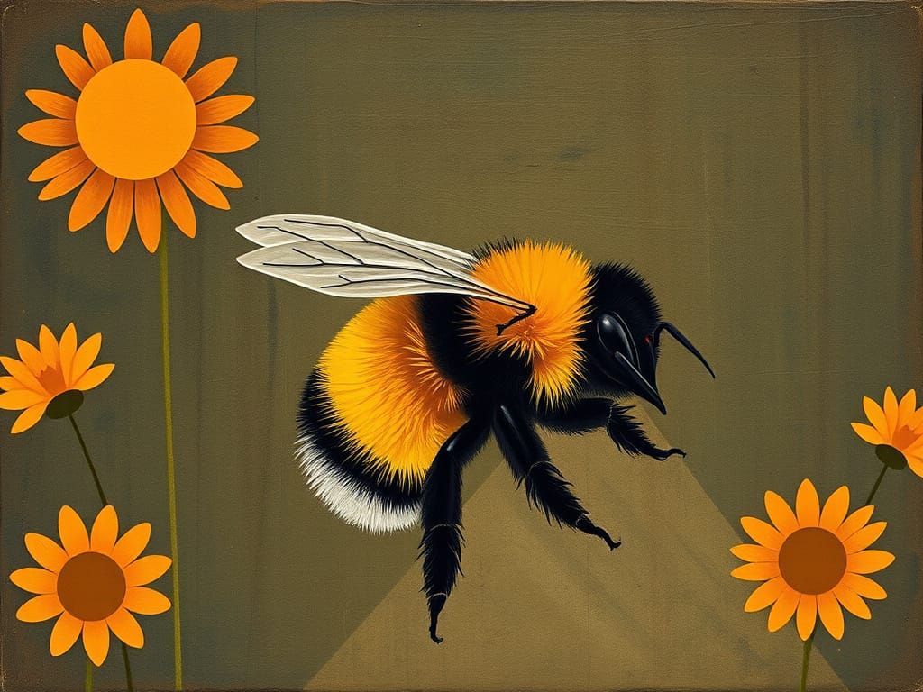 Sleepy Bumblebee in Elegant Simplified Spiritual Form