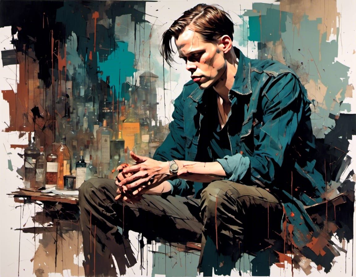 portrait of sad Bill Skarsgård